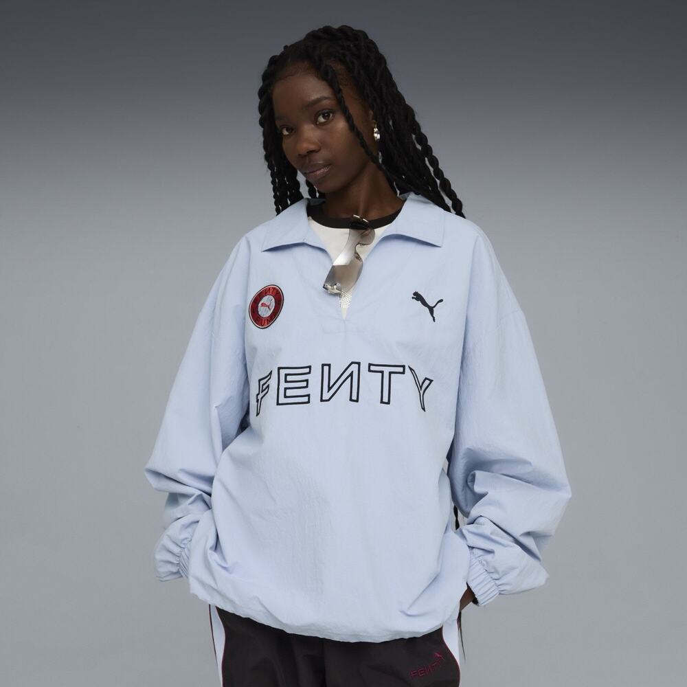 PUMA x FENTY Rihanna Oversized Rugby Pullover Windbreaker Light Blue Size L